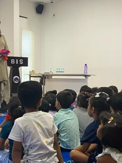 A storytelling session at BIS Bengaluru. I always start by connecting with the children first, building a sense of trust and excitement before the puppets appear.
