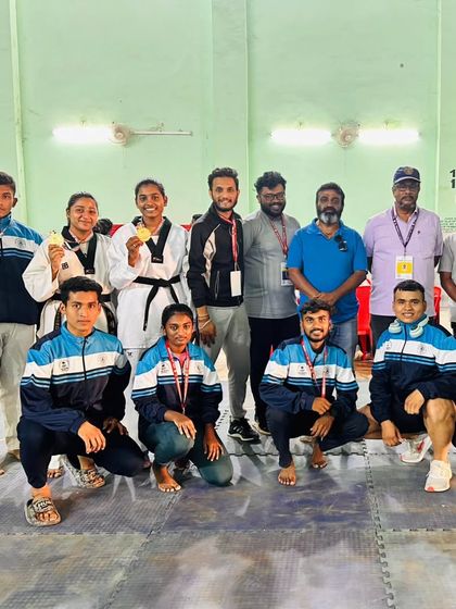 Another angle of our victorious team at the Dasara CM Cup, capturing the spirit and pride of Team KTA.