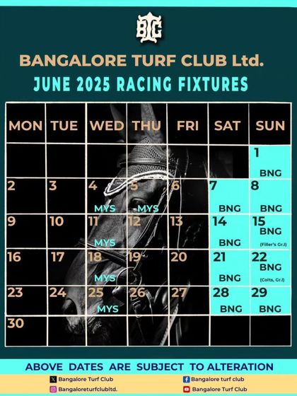 The complete racing fixtures for June 2025, highlighting all the race days scheduled at our club.