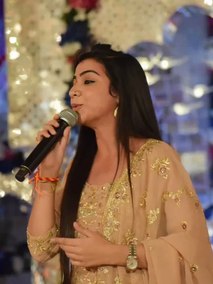 Singing a comforting Shyam Baba bhajan. My repertoire includes songs for various deities to suit the specific needs of your event.