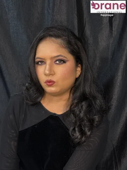 This is a 'Tan Look' or 'Glam Look' demonstration. Our students learn a variety of makeup styles to cater to different client requests and occasions.