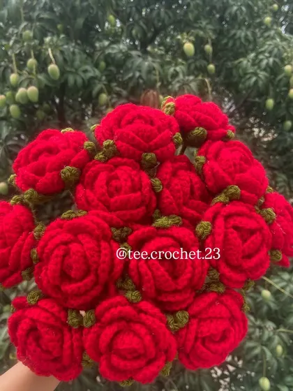 A classic bouquet of all-red roses.