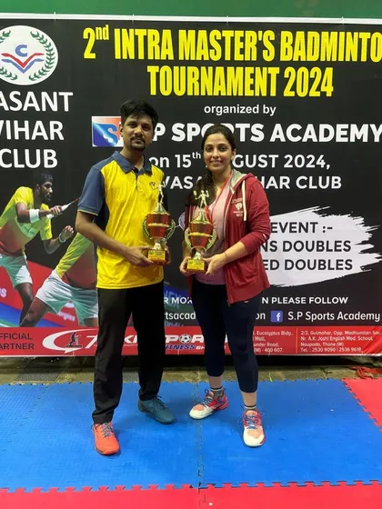 Champions of the Mixed Doubles Group A & B, Vishal and Roshni, from Coach Vishal's team.