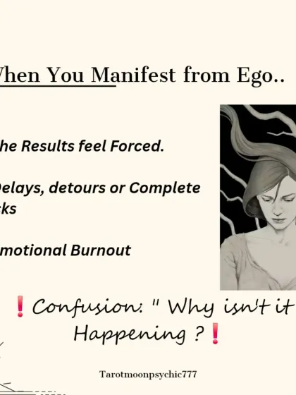 When you manifest from the ego, the results often feel forced. You may experience delays, complete blocks, and emotional burnout, leaving you confused about why it isn't happening.