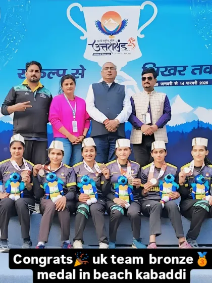 A proud moment for the Uttarakhand team, securing the bronze medal in beach kabaddi at the 38th National Games. We train players for various formats of the sport.
