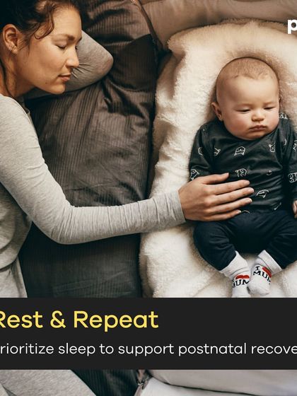 A post-pregnancy guide for shrinking the C-section belly. This carousel emphasizes that healing takes time and patience is power. It provides tips like staying hydrated, eating balanced meals, starting with gentle movements, and prioritizing sleep.