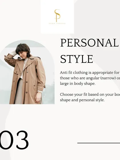 A quick style tip on clothing fit. Anti-fit or oversized garments can be very stylish, but they work best for those with narrow or angular body shapes as they add volume. Always choose your fit based on your unique body shape.