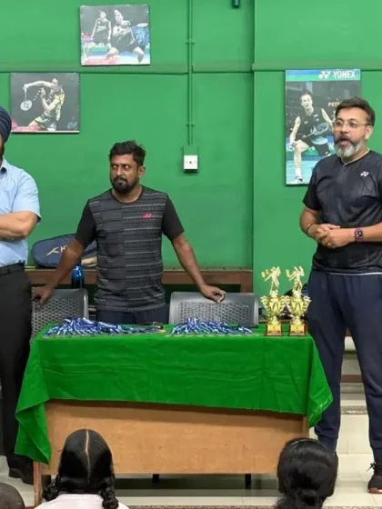 Our coaching staff addressing the children at the end of a successful summer camp session.