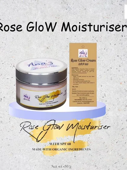 Get a rosy glow with my Rose Glow Moisturiser. It's made with organic ingredients and has SPF 60 to protect your skin from the sun.