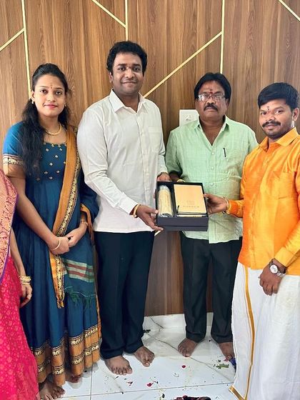 Sharing a happy moment with another client and their family during their housewarming ceremony in Ramamurthy Nagar. We are grateful to be a part of their new beginning.