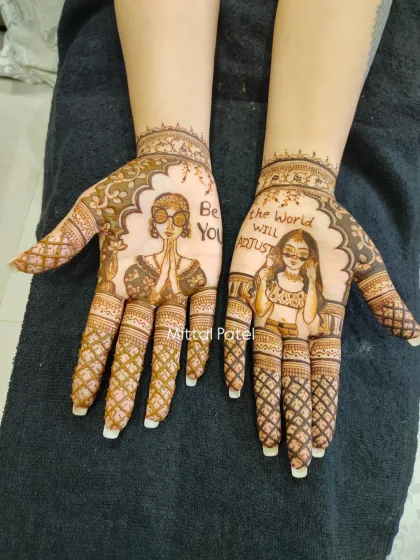 Your mehndi should be as unique as you are. This custom design was created for a bride who wanted to express her personality with the powerful message "Be You, The world will adjust," proving that your henna can be both beautiful and meaningful.