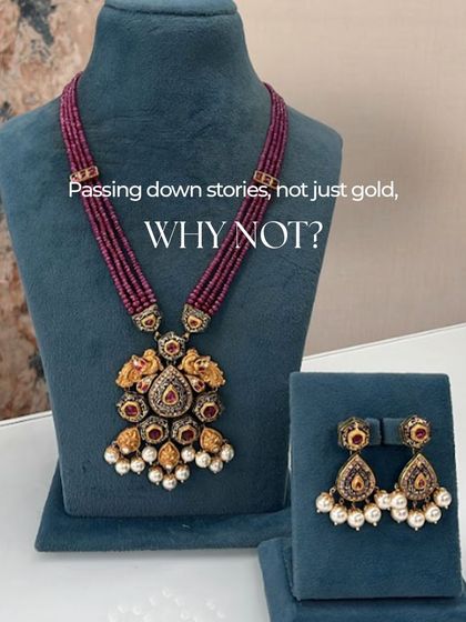 This set, featuring a multi-strand ruby bead necklace and a detailed pendant with matching earrings, is a perfect example of passing down stories, not just gold. It's a modern heirloom, rich in color and craftsmanship.