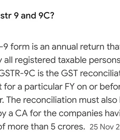 Understanding tax forms like GSTR-9 and 9C is our job. We provide clarity on complex compliance requirements, such as annual returns and reconciliation statements for your business.