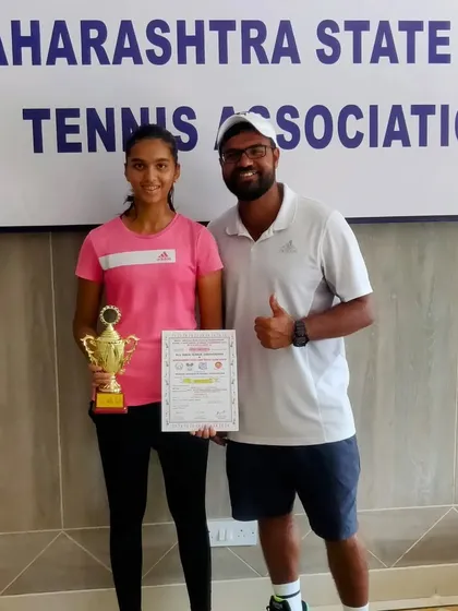 Aanandi Bhutada with me after winning the Under-16 All India Championship series in Mumbai.