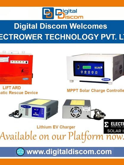 Electrower Technology offers a range of chargers and controllers. This includes an automatic rescue device for lifts, an MPPT solar charge controller, and a lithium EV charger.