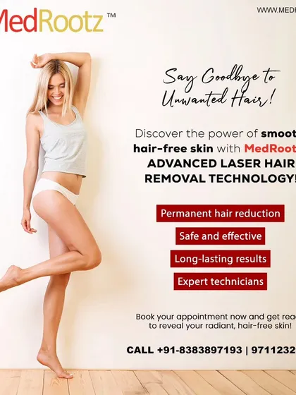 This image represents the freedom and confidence that comes with permanent hair reduction. My advanced laser technology delivers safe and long-lasting results, allowing you to feel comfortable and radiant in your own skin without the constant worry of hair removal.