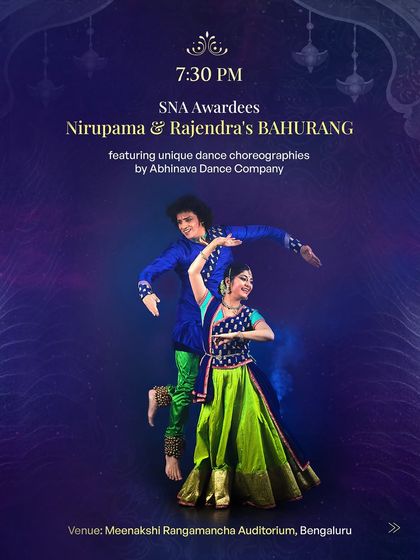 An invitation to 'DYUTI', an exclusive performance in Bangalore featuring our Abhinava Dance Company alongside legendary musicians Bickram Ghosh and Pravin Godkhindi.