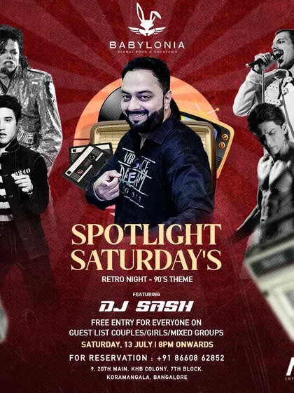 Another poster for a 90s themed 'Spotlight Saturday', celebrating the icons of that era.