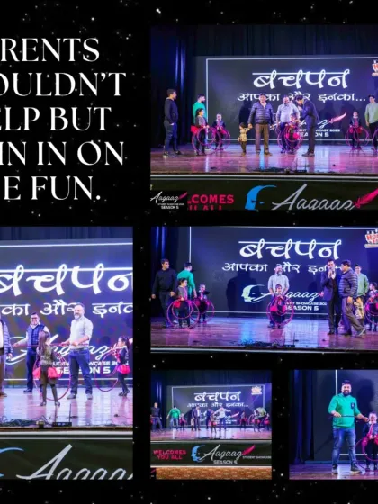A collage showing how parents couldn't help but join in on the fun, making our student showcase a true family celebration.