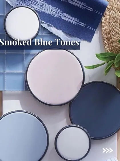 A look at a smoked blue color palette, which can bring a sense of calm and sophistication to an outdoor space. These tones work beautifully with natural greenery and water features, creating a serene environment.