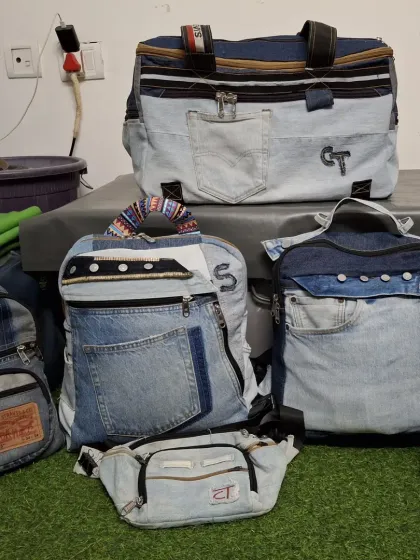 Here is a glimpse of the variety of bags I can create from old denim. From backpacks and tote bags to fanny packs and duffels, every piece is handcrafted, eco-friendly, and built to last.