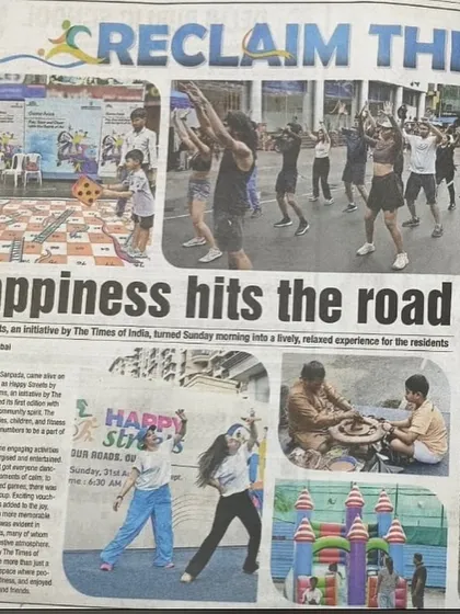 It was an amazing experience to bring dance and happiness to the streets of Mumbai with the 'Happy Streets' initiative. I was so proud to be featured in The Times of India for leading this community event.