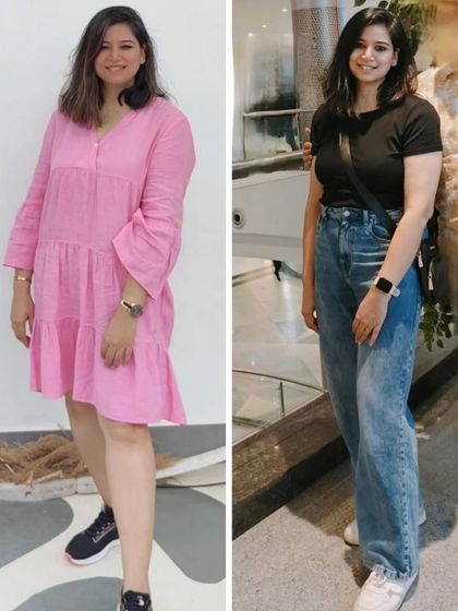 This before and after photo captures a wonderful journey of weight loss and newfound confidence. Through enjoyable workouts, this client gained strength, embraced fitness with joy, and discovered her inner dancer.