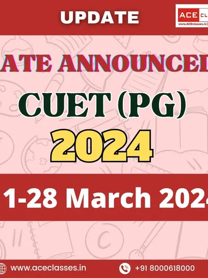 A graphic announcement for the CUET (PG) 2024 exam dates, scheduled from March 11th to March 28th, 2024.