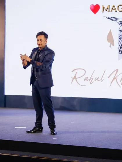 A shot of me on stage, ready to begin a routine. The stage design and my personal branding come together to create a professional image.