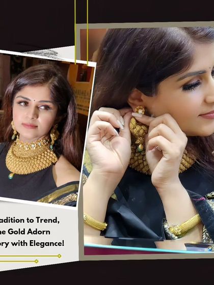 A graphic celebrating the timeless elegance of gold jewelry for Dhanteras, where tradition meets trend.