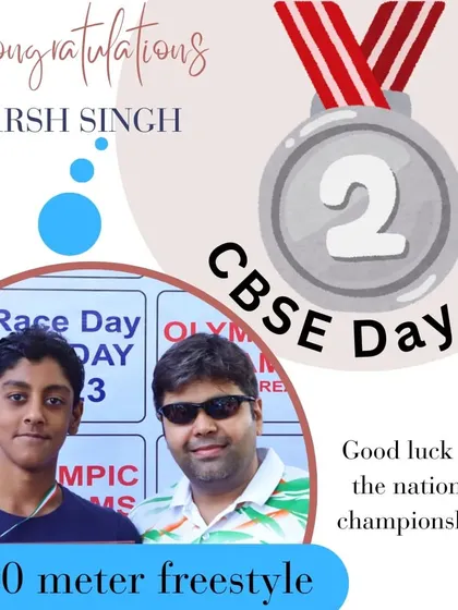 Darsh Singh with his silver medal in the 1500-meter freestyle on Day 1 of the CBSE meet. A testament to his endurance.
