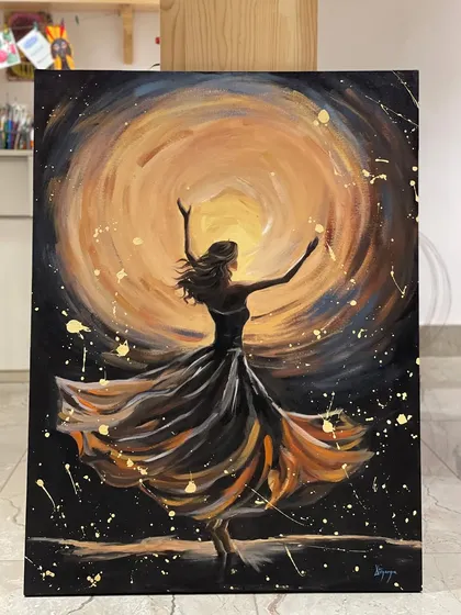 You don't need to be an expert to create something stunning. This incredible acrylic painting of a dancer was made by one of our members during our regular open studio sessions with guidance from our mentors.