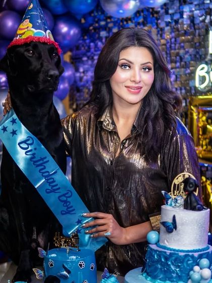 A happy client moment with Urvashi Rautela and her "Birthday Boy". We love creating special memories, and this luxury blue and silver themed party was definitely one for the books.