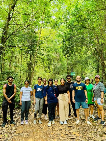 Trekking through the forest trail near Agumbe as part of our extended coastal trip.