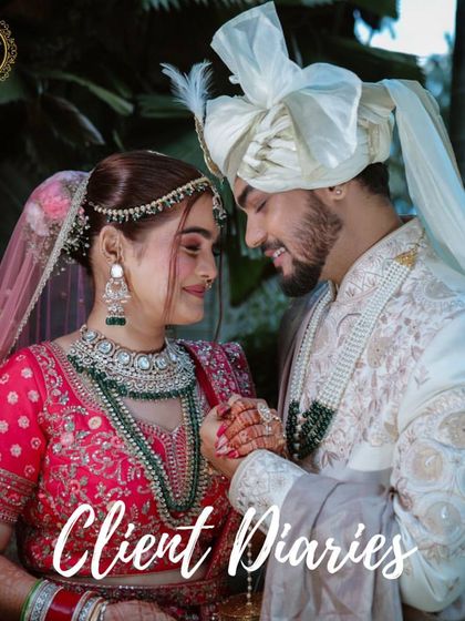 More from our client diaries. This candid shot captures a beautiful moment between the bride and groom, with the bride looking stunning in our rental jewellery.