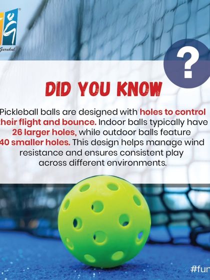 Did you know? The holes in a pickleball are designed to control flight and bounce. Outdoor balls have 40 smaller holes to manage wind, ensuring consistent play.