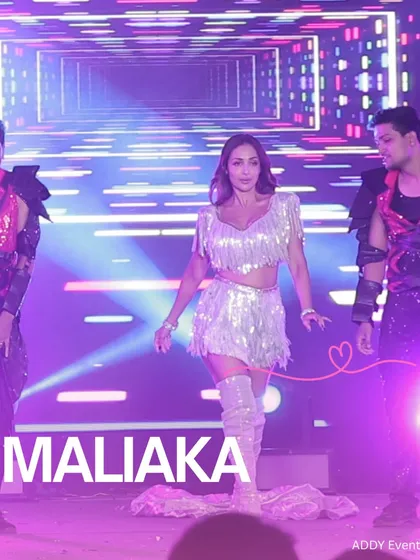A true diva moment. Malaika Arora against a futuristic LED backdrop, a signature of our high-tech stage productions. We combine celebrity talent with cutting-edge visuals to create a multi-sensory entertainment experience.