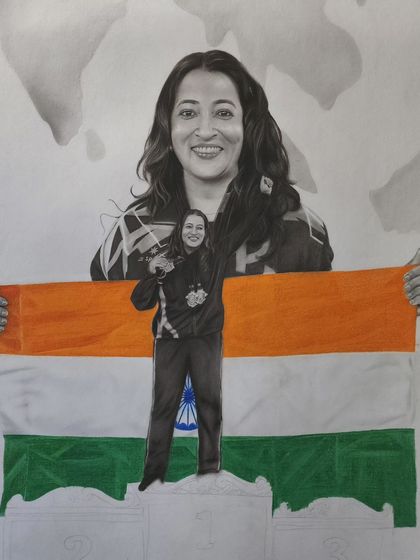 A progress shot of the powerlifter portrait.