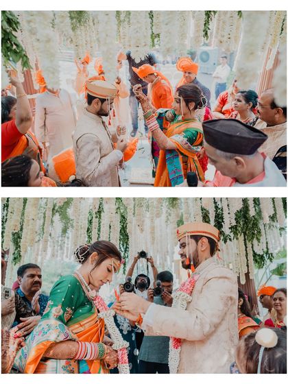 The exchange of garlands and the tying of the mangalsutra in a Maharashtrian wedding. These are the core rituals that we document with precision and artistry.