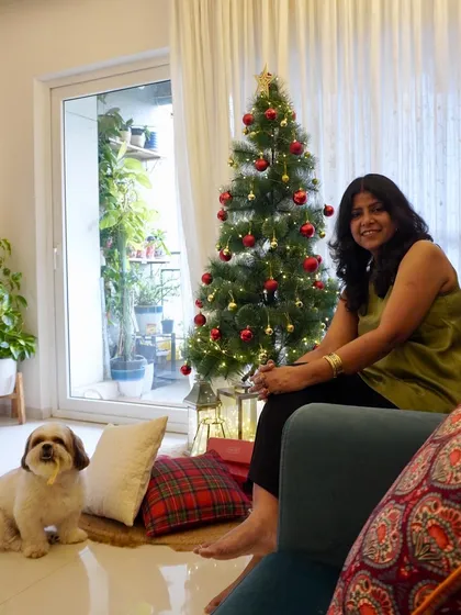 Christmas cheer with my furry baby by my side. For me, a home is truly complete when our pets are as comfortable and happy as we are. This is what a lived-in, loved-in home looks like.