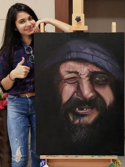 Titled "Smile, on the face of misery!", this hyperrealistic portrait was a challenging and rewarding piece. My goal with portraits like this is to go beyond likeness and capture a powerful human emotion that tells a story.