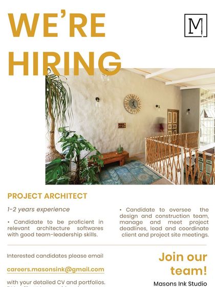 Masons Ink Studio in Bengaluru is hiring a Project Architect.