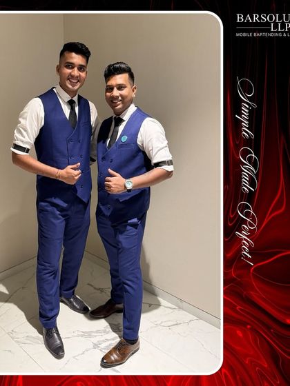 Our mixologists Aakash Maharana and Ramjeet Thakur, sharply dressed for the exclusive Bvlgari event.