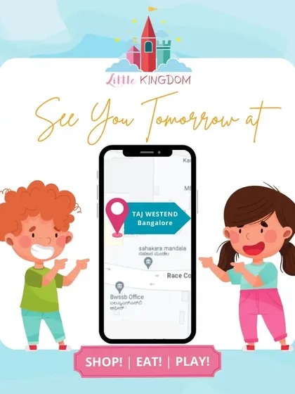 See you tomorrow! A reminder graphic with a map pointing to the event location at Taj Westend.