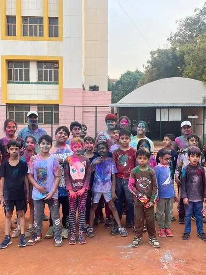 The entire academy celebrating the festival of colors. A fun-filled Holi on the courts with our players and coaches.