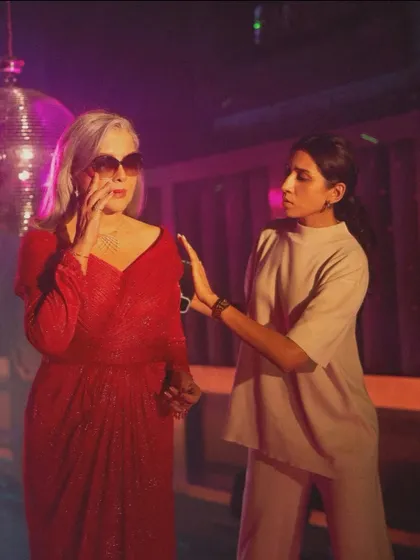 Sometimes the magic is in making the impossible happen. This is a behind the scenes moment of me styling Zeenat Aman in a custom red sequined disco dress that we created from scratch in just 36 hours for a campaign.
