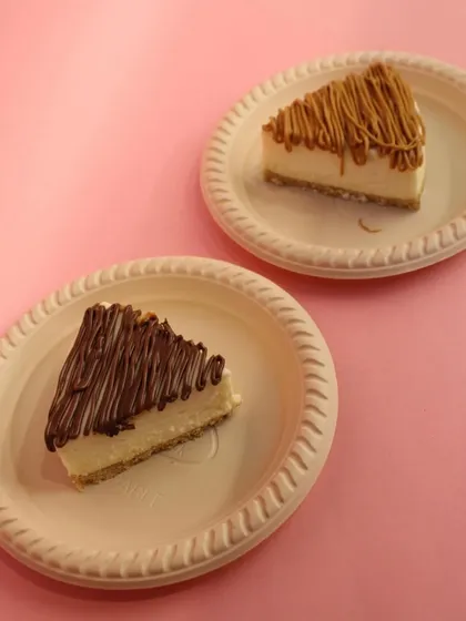 Can’t decide between our two most popular flavors? You don’t have to. Here are our crowd-favorite eggless cheesecakes: the rich and creamy Nutella and the spiced, crunchy Lotus Biscoff.