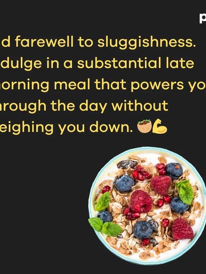 A carousel challenging the idea that you must eat breakfast. For some body types, a substantial late morning meal or brunch aligns better with their internal rhythm, powering them through the day without sluggishness.