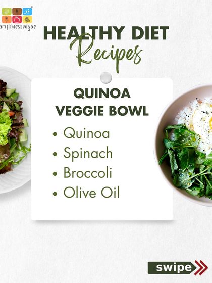 A quinoa veggie bowl is a fantastic gluten-free and nutrient-dense meal. This version includes quinoa, spinach, and broccoli, lightly dressed with olive oil.