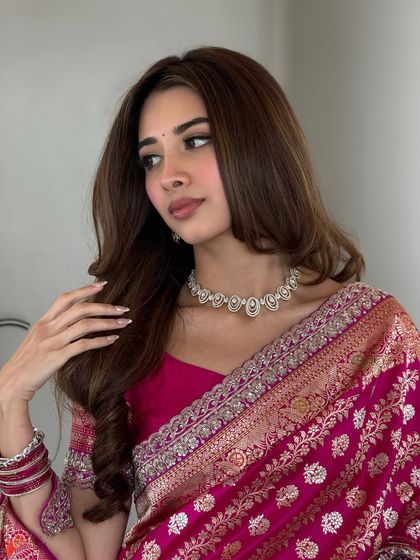 A close-up portrait that captures the "doll face" look, with flawless skin and perfectly sculpted features.